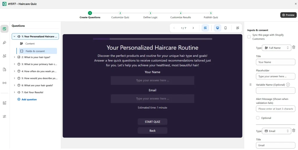 Quizshop Dashboard
